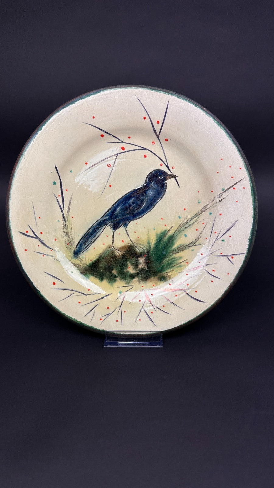 Service de table signé Costa Diaz – faïence catalane à décor d’oiseaux – 1950