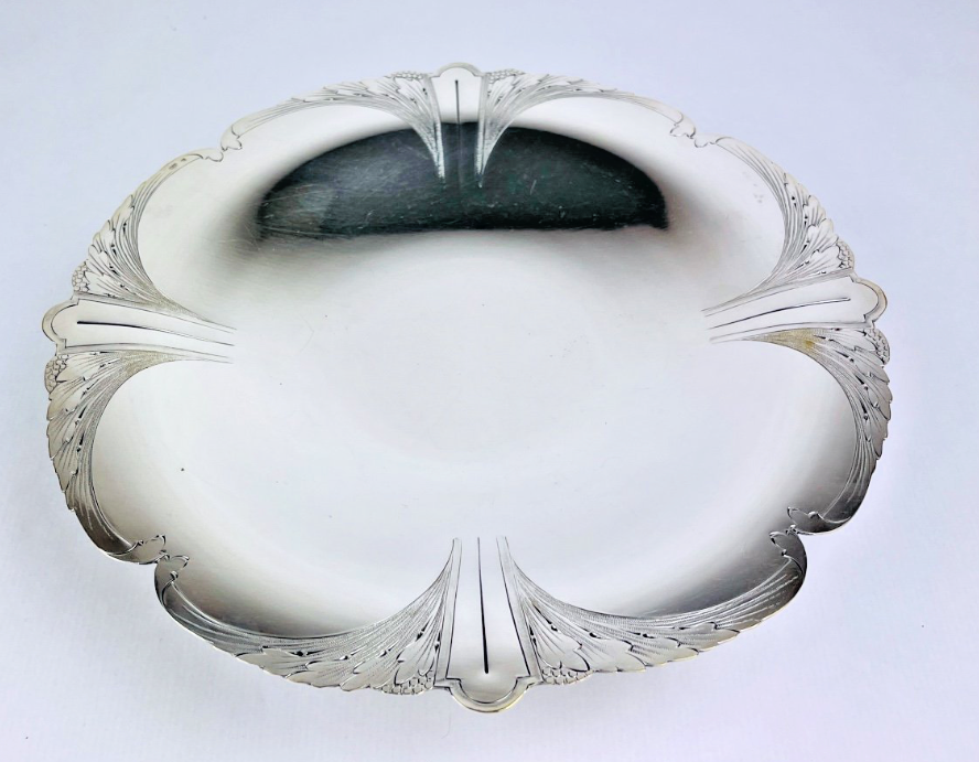 Coupe Sur Pied, Compotier, Centre De Table Art Nouveau Métal Argenté, Phenix