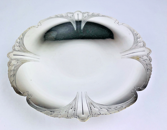 Coupe Sur Pied, Compotier, Centre De Table Art Nouveau Métal Argenté, Phenix