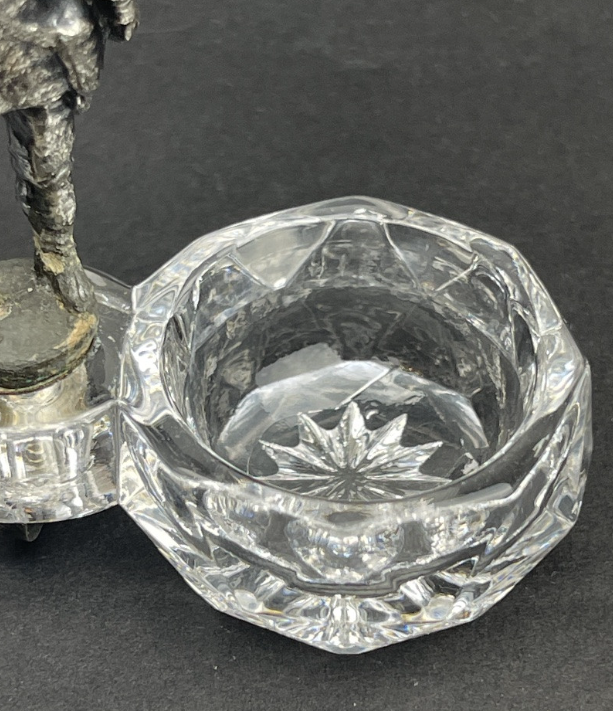 Saleron En Cristal Saint-louis, Figurine De Chasseur ou de soldat bronze argenté