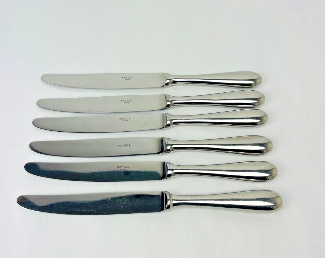 Suite de 6 Couteaux de table Ercuis acier