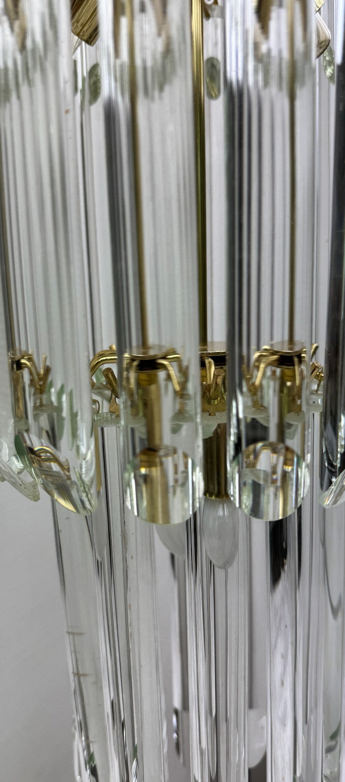 Lustre 3 rangs de tubes cristal Giesse Senago dans le gout de Venini, Italie