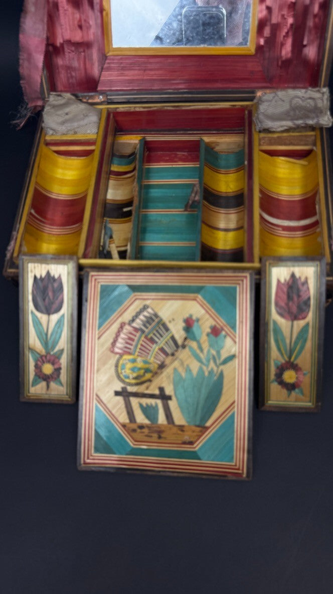 Coffret boîte à couture en marqueterie de paille Fin XVIIIème début XIXème