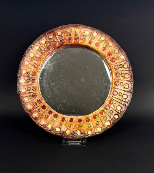 Roland Zobel (1915-2006) Miroir rond en résine années 60 (dans le goût)