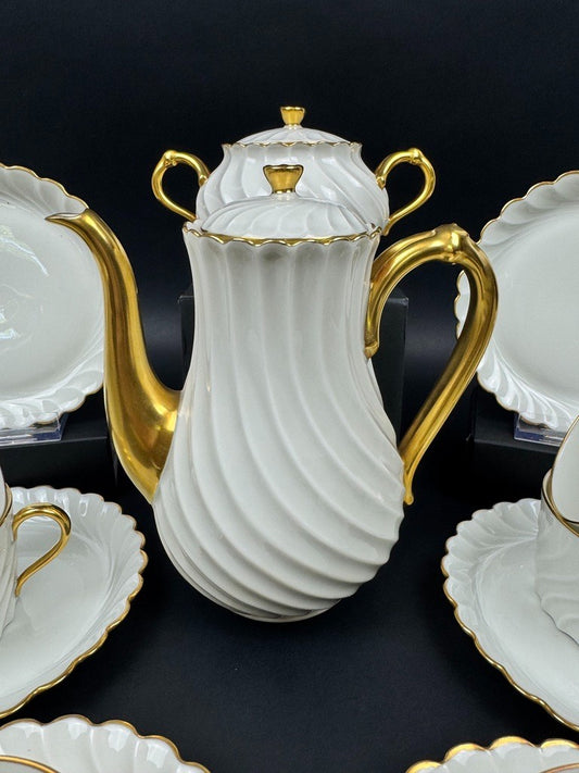 Service à thé en porcelaine blanche "Torsade"  ou "Tors"  Théodore Haviland