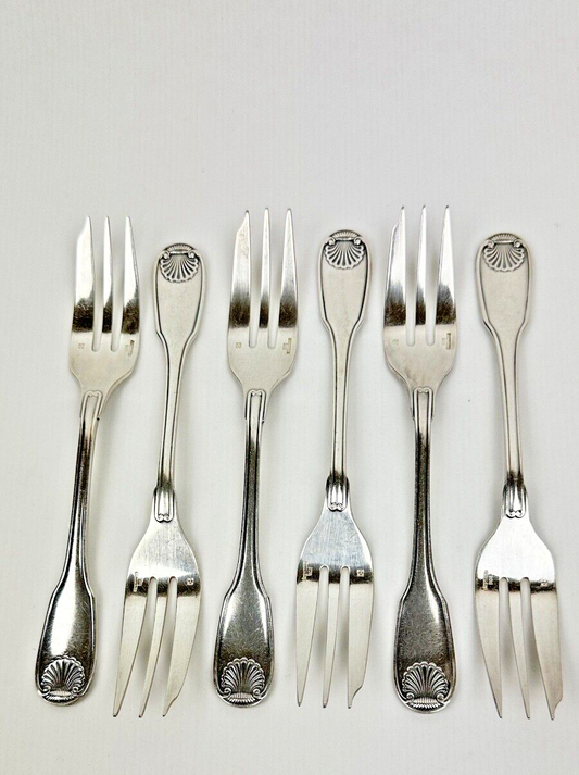 Série de 6 fourchettes à gâteau Christofle ancien modèle Vendôme