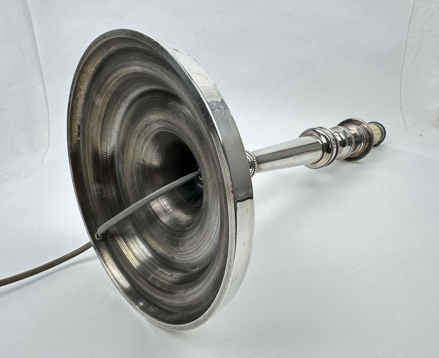 Grand Pied De Lampe En Bronze Argenté, Grand Bougeoir