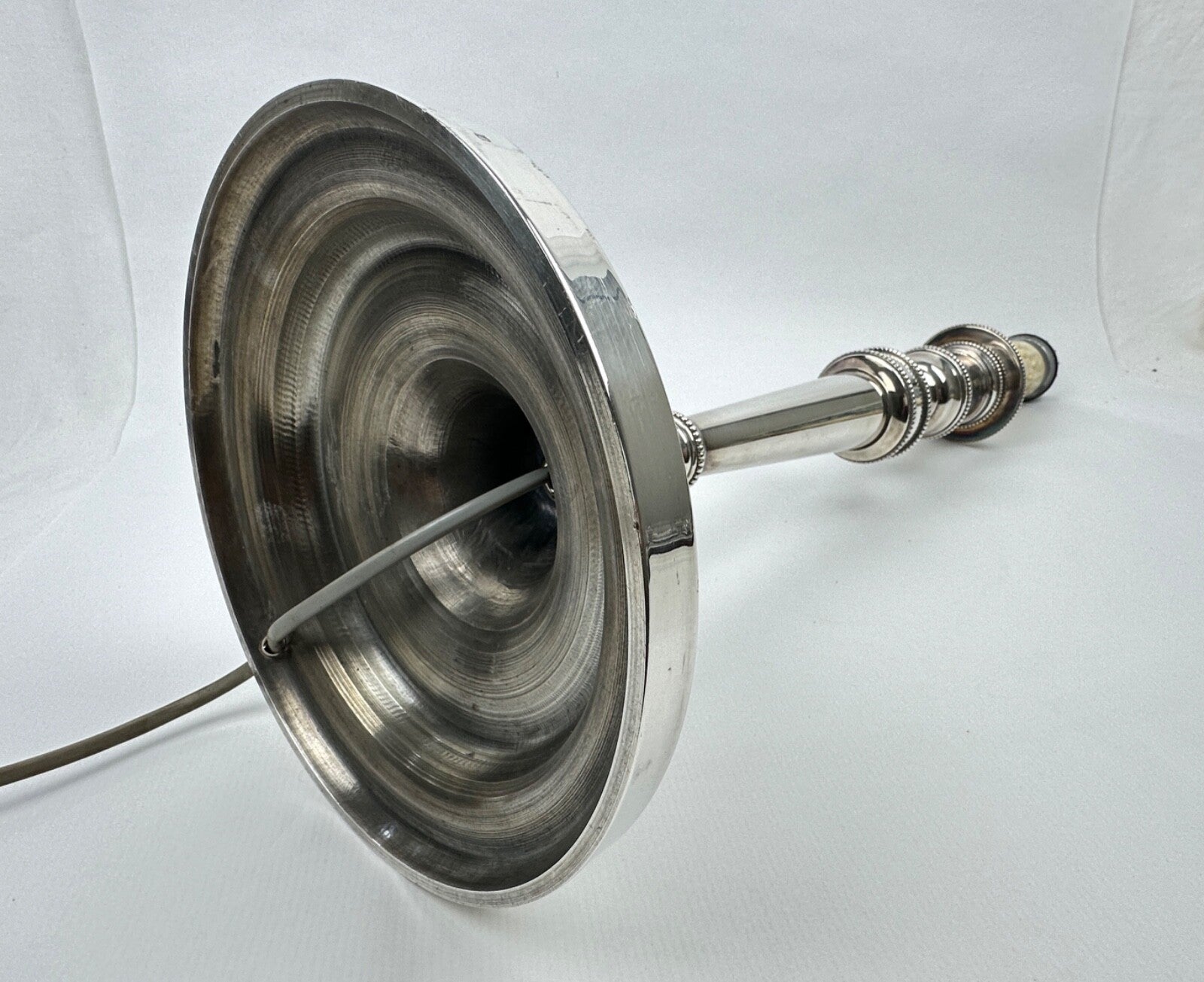 Grand Pied De Lampe En Bronze Argenté, Grand Bougeoir