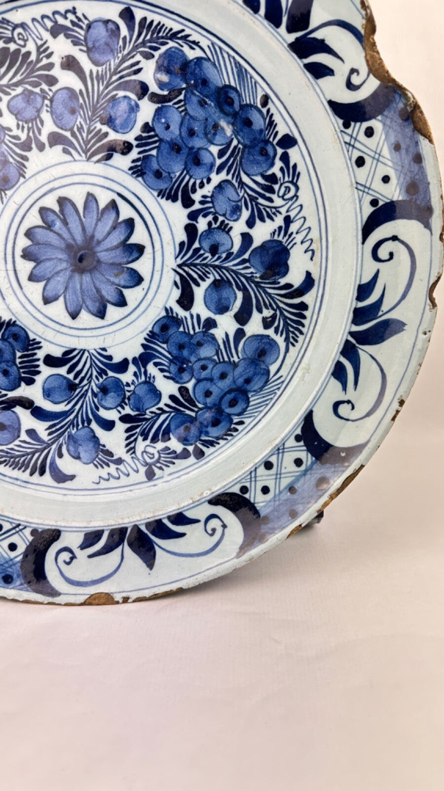 Grand Plat en faience 18ème  de Delft 35 cm