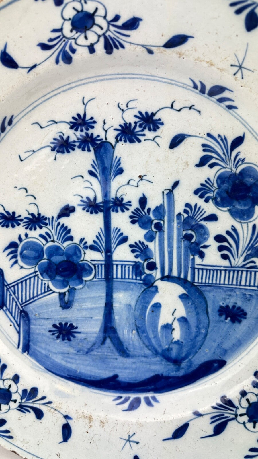 Grand Plat en faience 18ème  de Delft 34 cm