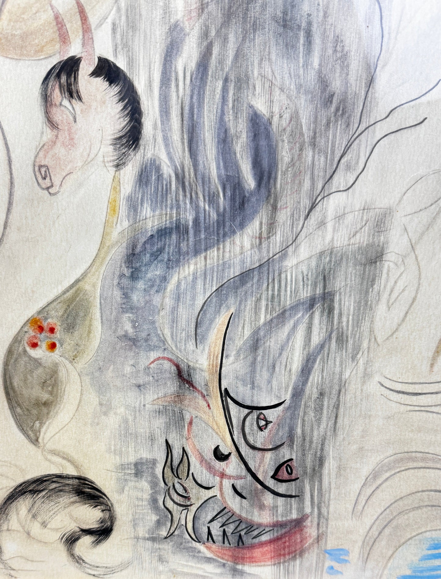 Peinture ésotérique de Marie Gosselin "les émules de Philémon et Baucis" 1962