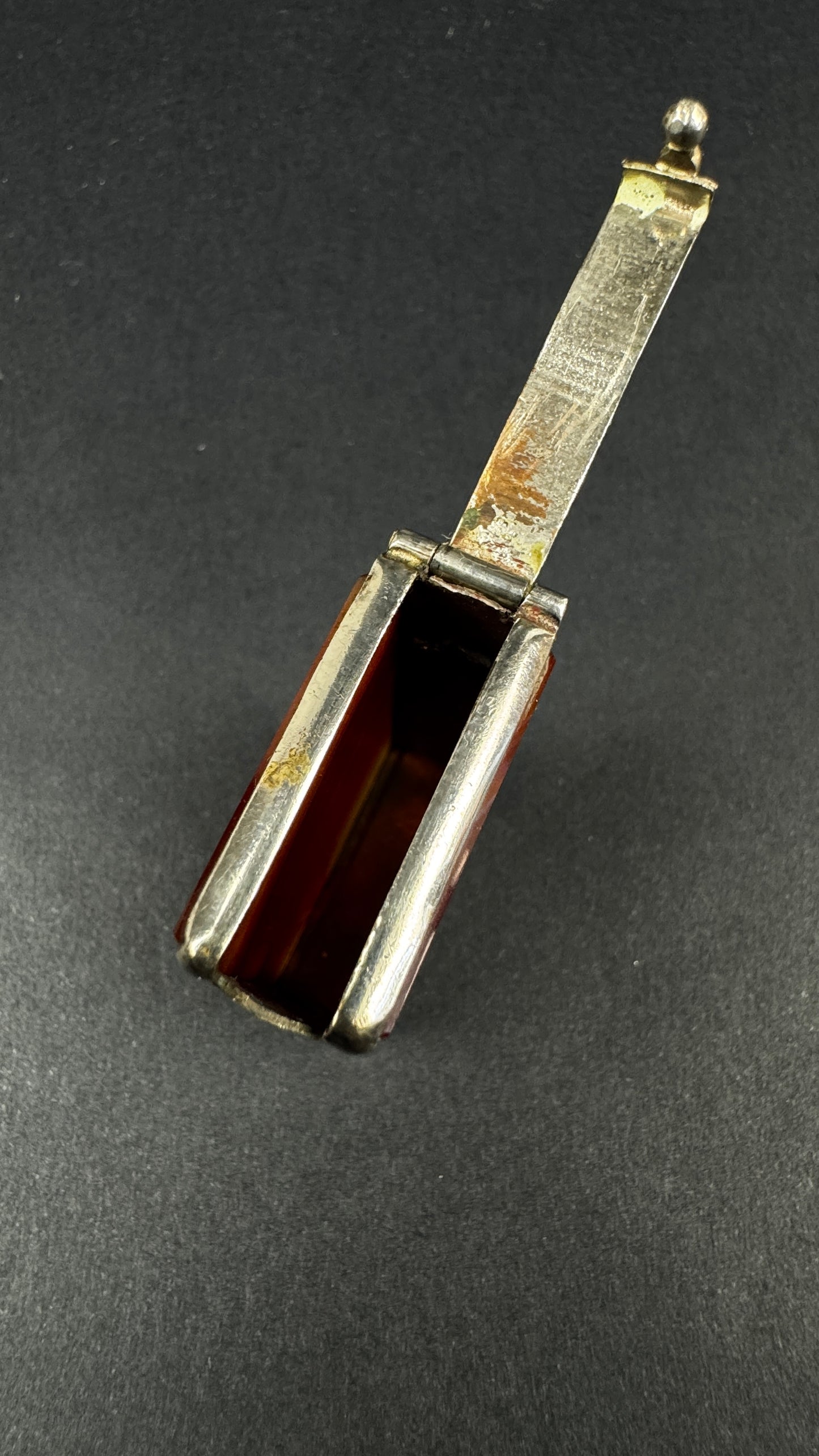 Pyrogène en agate et cuivre argenté