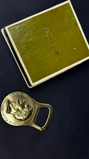 Décapsuleur Christofle métal doré à l’effigie de Charles Christofle – avec boîte d’origine