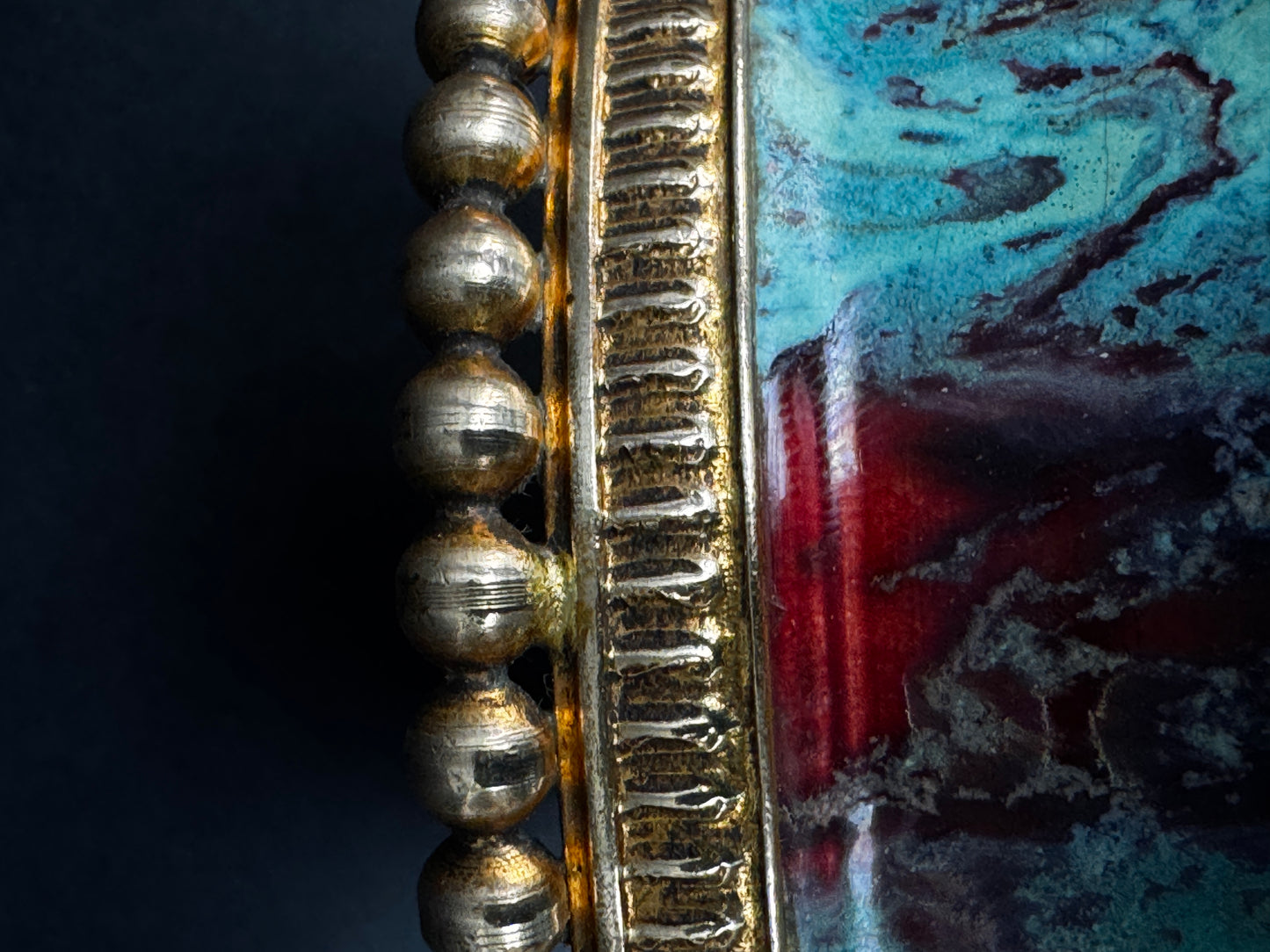 Vase CAB (Céramique d’Art de Bordeaux) – glaçure vert turquoise & rouge-bordeaux