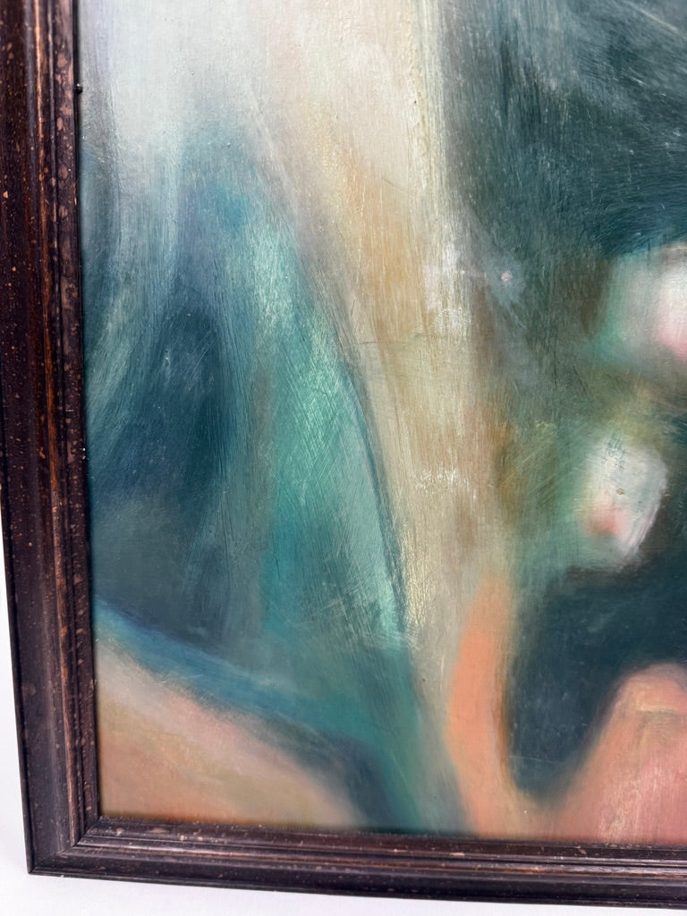 Huile sur carton – Étude stylisée Art Déco d’après l’Adam de la Chapelle Sixtine – 60 x 80 cm