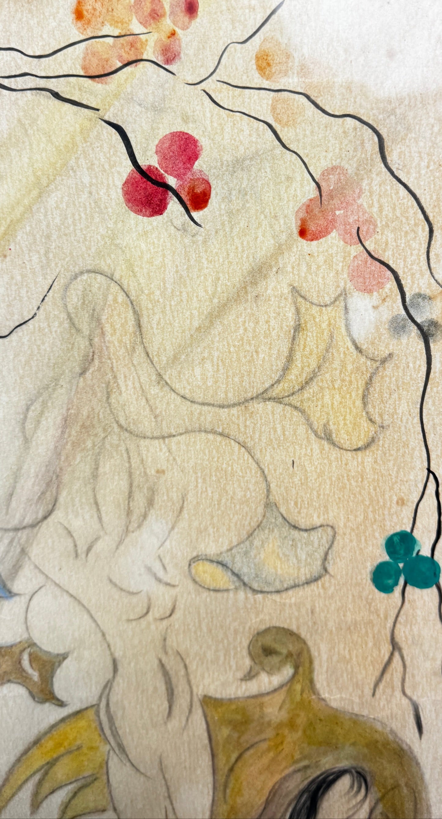 Peinture ésotérique de Marie Gosselin "les émules de Philémon et Baucis" 1962