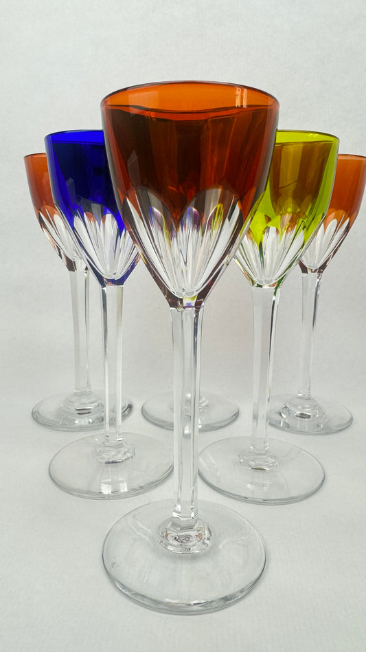 6 verres Baccarat Genova cristal double couleur 19 cm