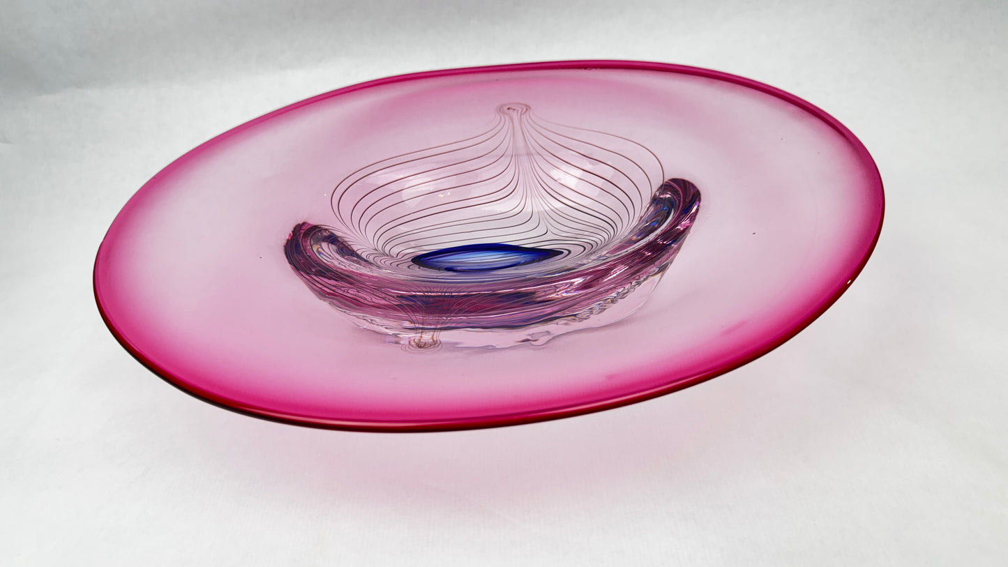 Coupe en verre d’art signée Adam Jabłoński – Studio glass polonais, fin XXe siècle