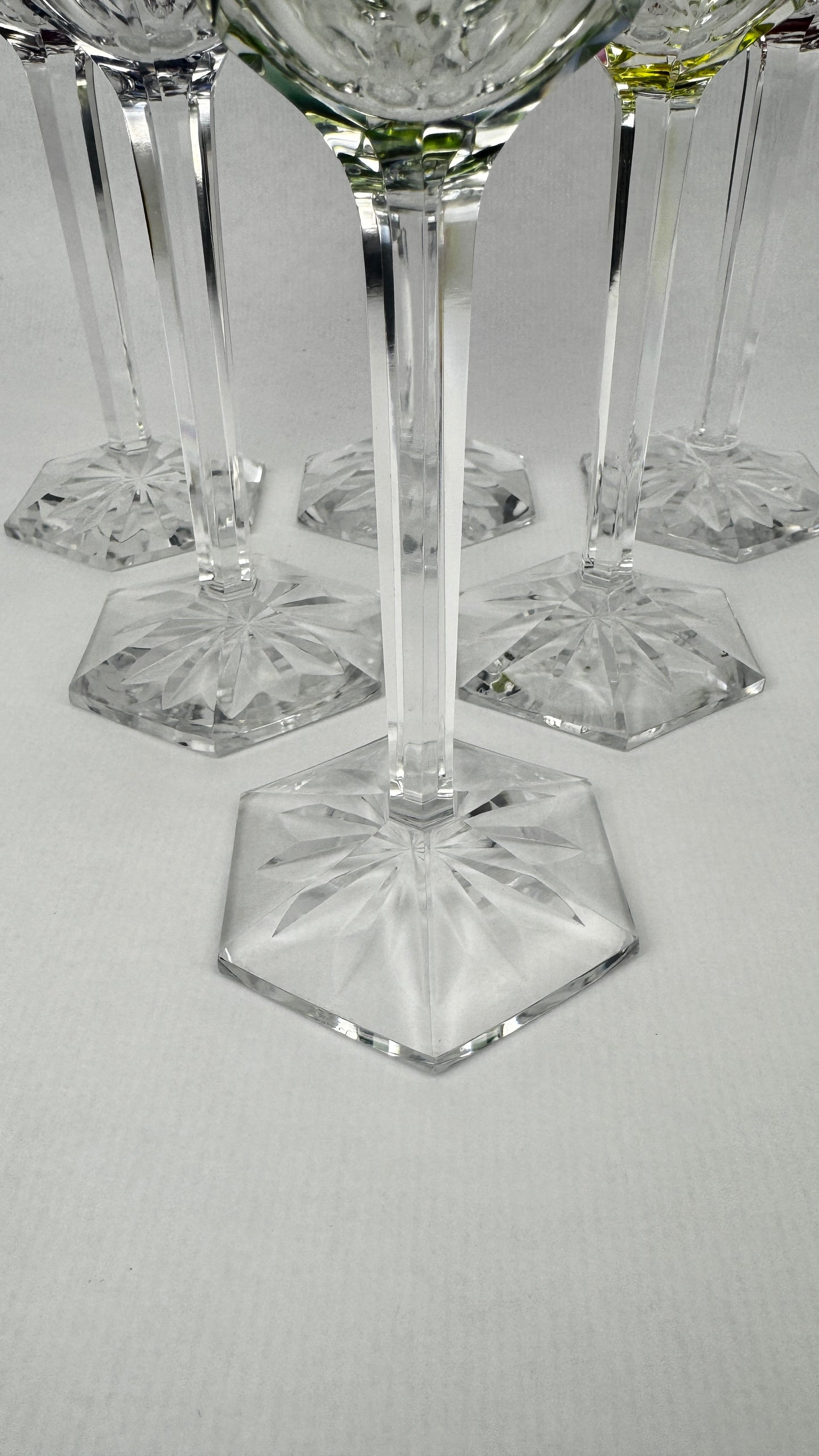 6 verres Roemer Val Saint Lambert cristal couleur 19 cm