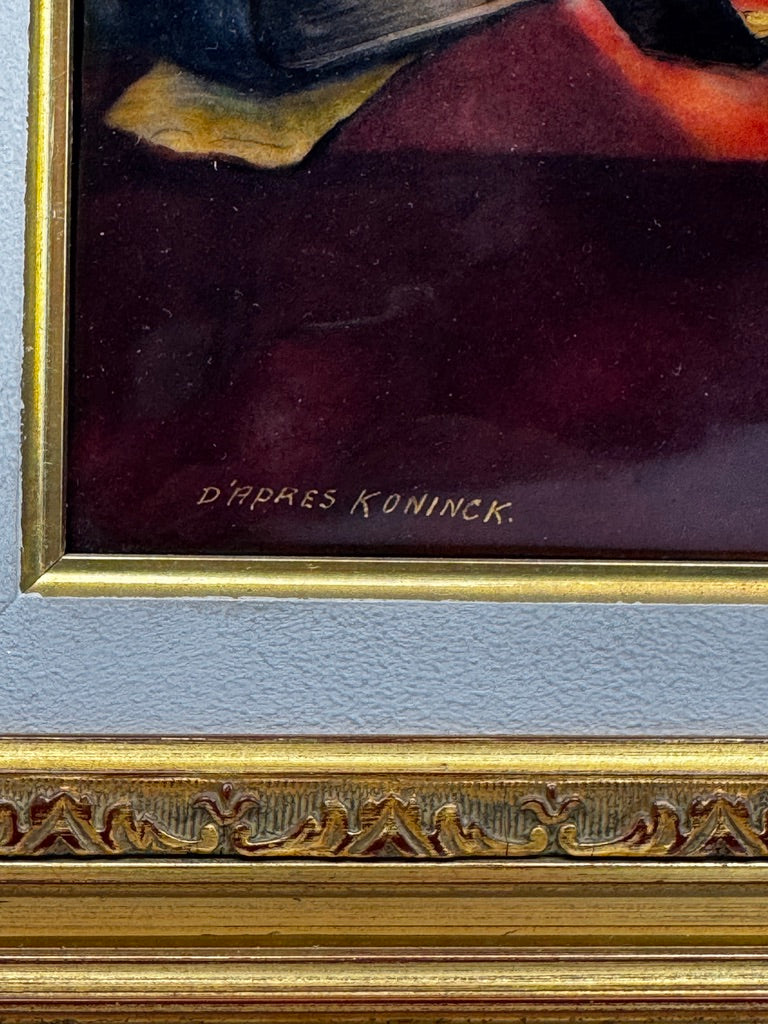 Émail de Limoges signé Bonnet – « Le Changeur » d’après Koninck – grand format 39x45 cm