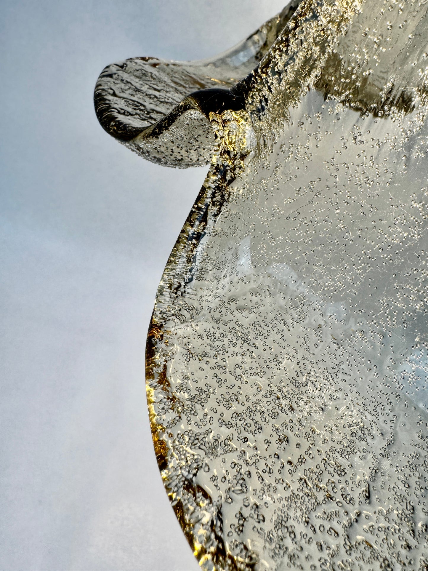 Suspension vintage Briloner Leuchten verre bullé gris fumé 1970