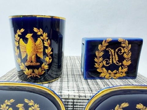 Nécessaire de fumeur Limoges bleu de four or aigle impérial Napoléon