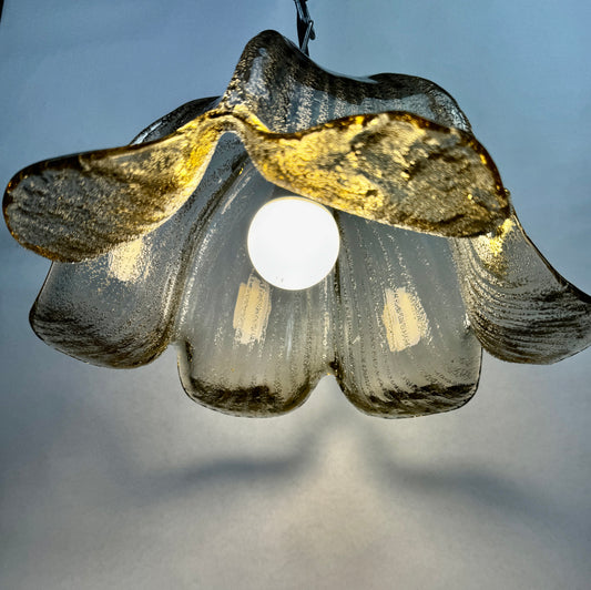 Suspension vintage Briloner Leuchten verre bullé gris fumé 1970