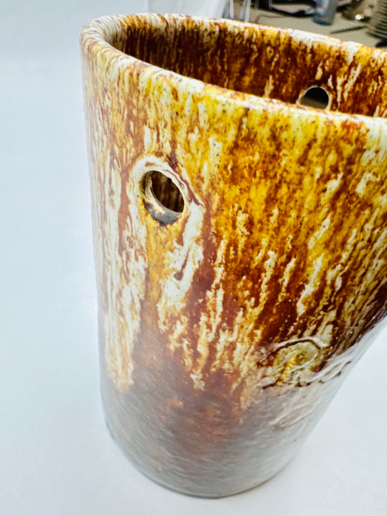 Vase cylindrique en grès émaillé Accolay, vers 1960