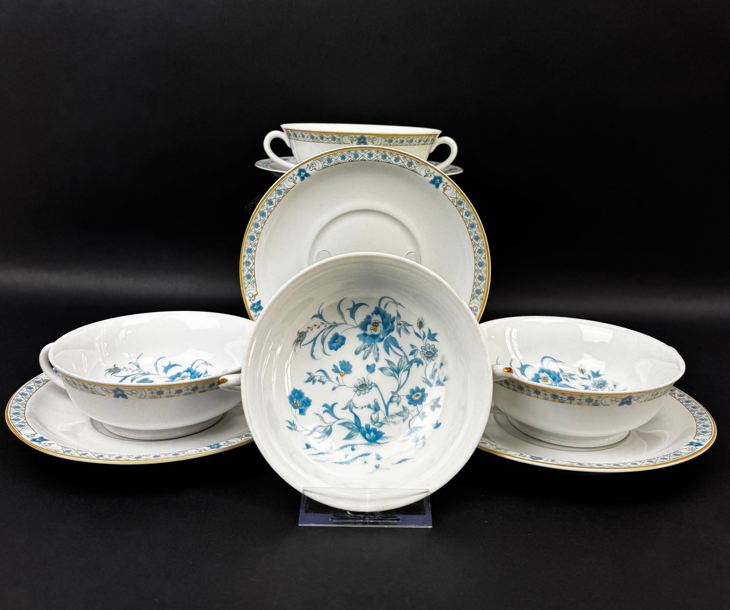 Service de 4 bouillons à oreilles Haviland Limoges Nankin