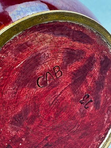 Vase CAB (Céramique d’Art de Bordeaux) – glaçure vert turquoise & rouge-bordeaux