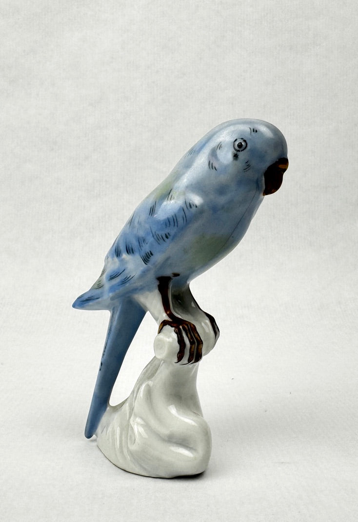 Perruche bleue en porcelaine de Limoges – France
