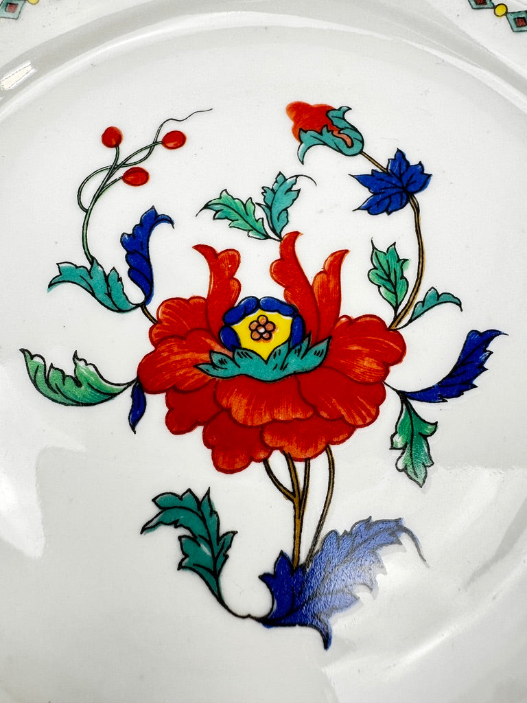 4 coupelles Porcelaine de Paris décor Pavot fleurs rouges et bleues