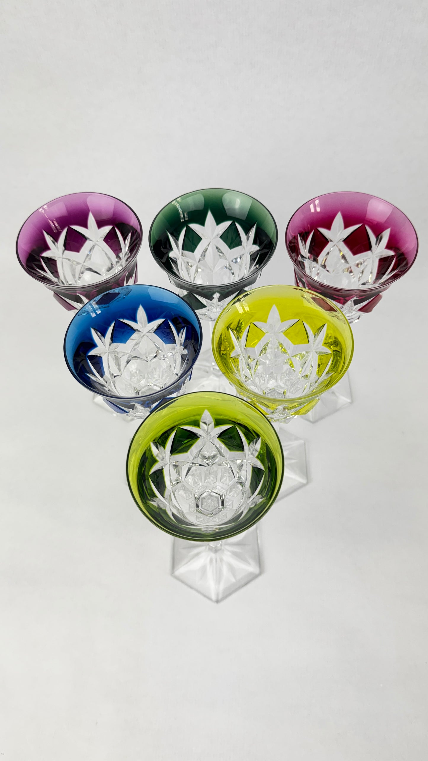 6 verres Roemer Val Saint Lambert cristal couleur 19 cm