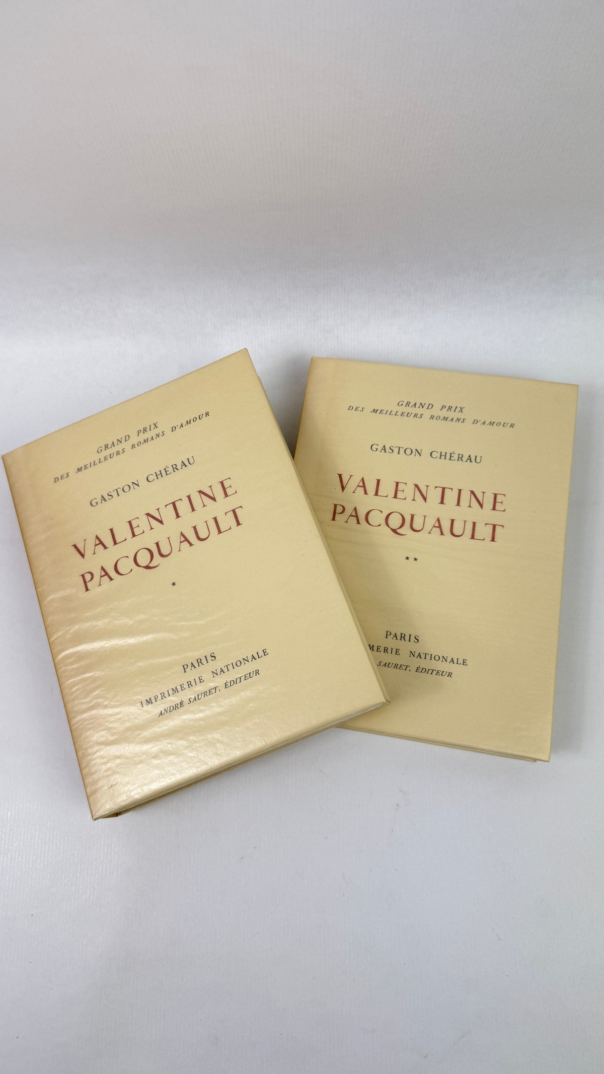 Gaston Chérau – Valentine Pacquault, 2 volumes, eau-forte de Jacquemin, Imprimerie Nationale / André Sauret, ex. n° 1225