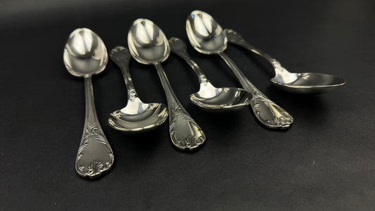 Lot de 6 cuillères à soupe Christofle, modèle Marly, en métal argenté. Fabrication française
