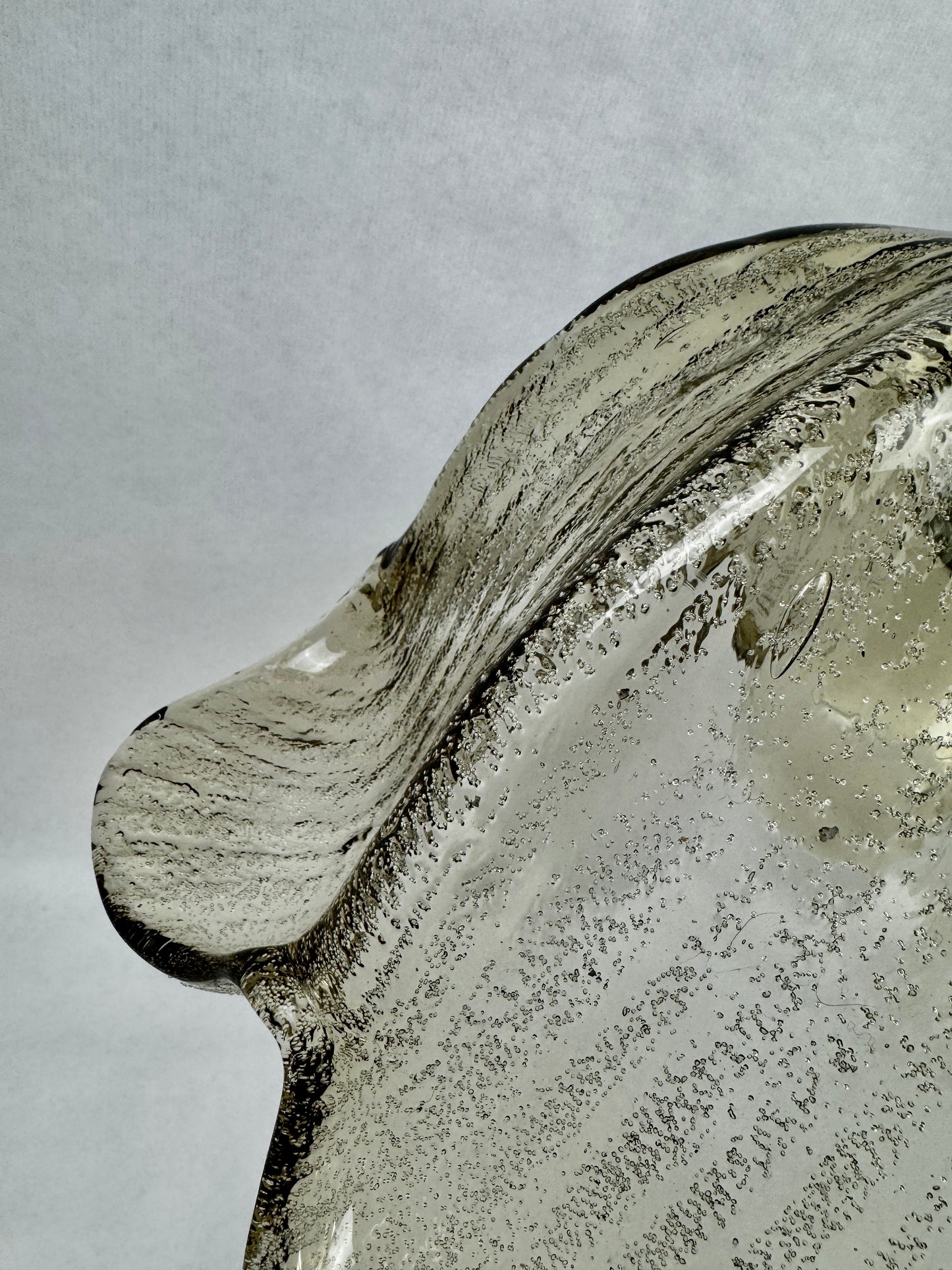 Suspension vintage Briloner Leuchten verre bullé gris fumé 1970