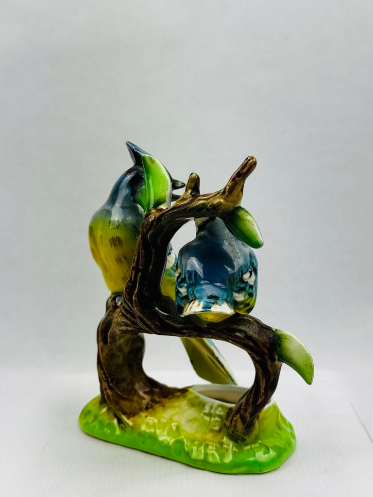 Figurine japonaise en porcelaine couple de Geais – “Blue Jay” – C.F. Co, vers 1950