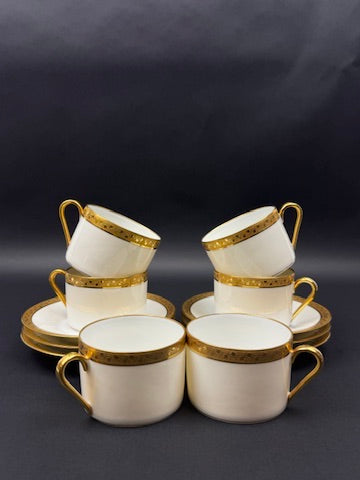 Service à café Limoges Ancienne Fabrique Royale incrustation or