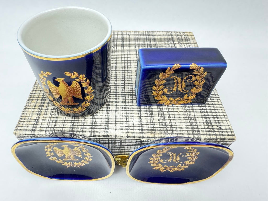 Nécessaire de fumeur Limoges bleu de four or aigle impérial Napoléon