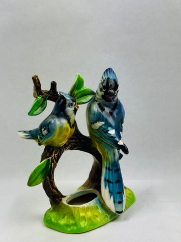 Figurine japonaise en porcelaine couple de Geais – “Blue Jay” – C.F. Co, vers 1950