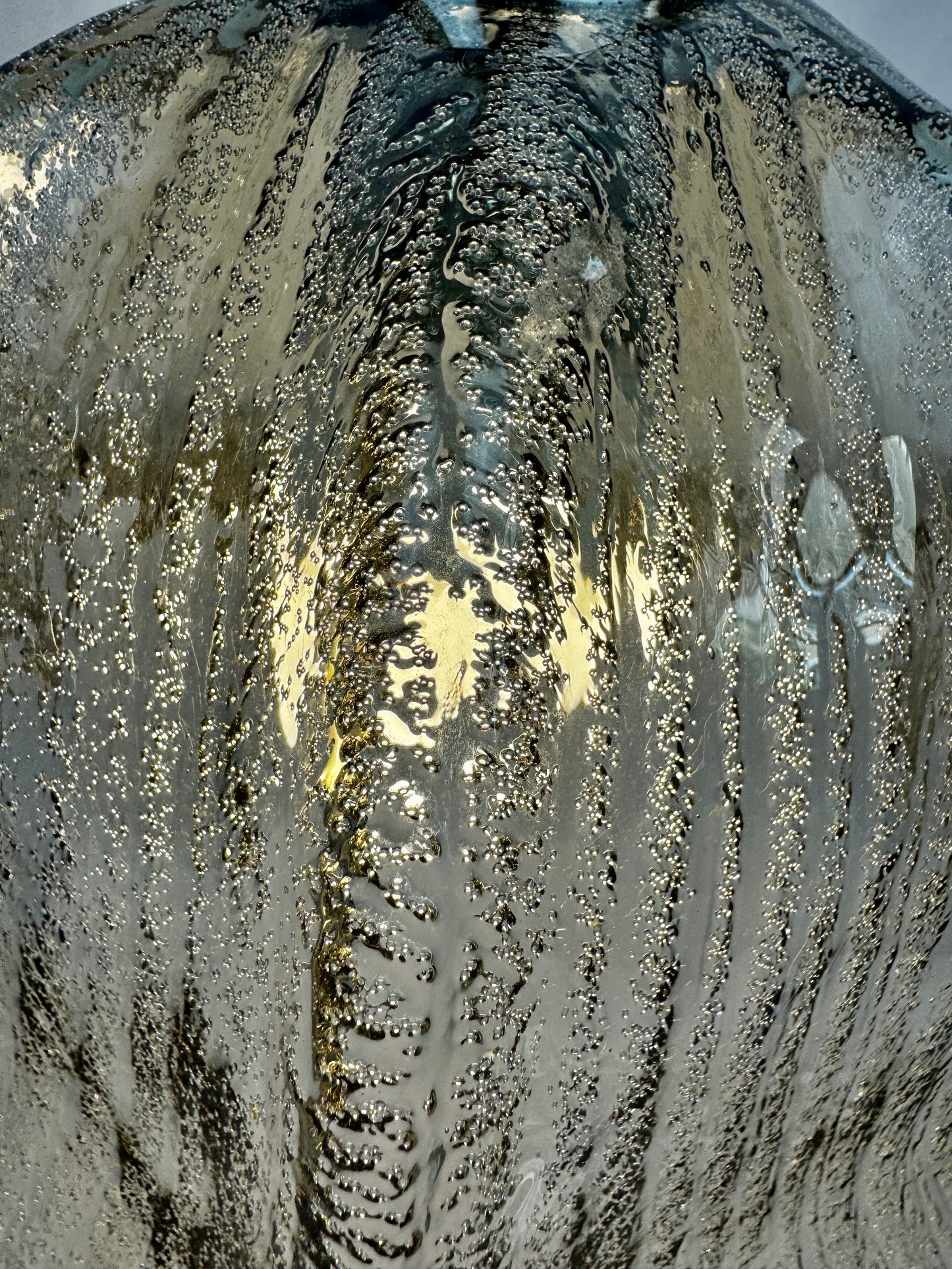 Suspension vintage Briloner Leuchten verre bullé gris fumé 1970