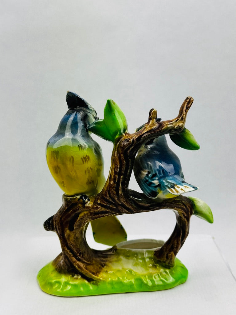 Figurine japonaise en porcelaine couple de Geais – “Blue Jay” – C.F. Co, vers 1950