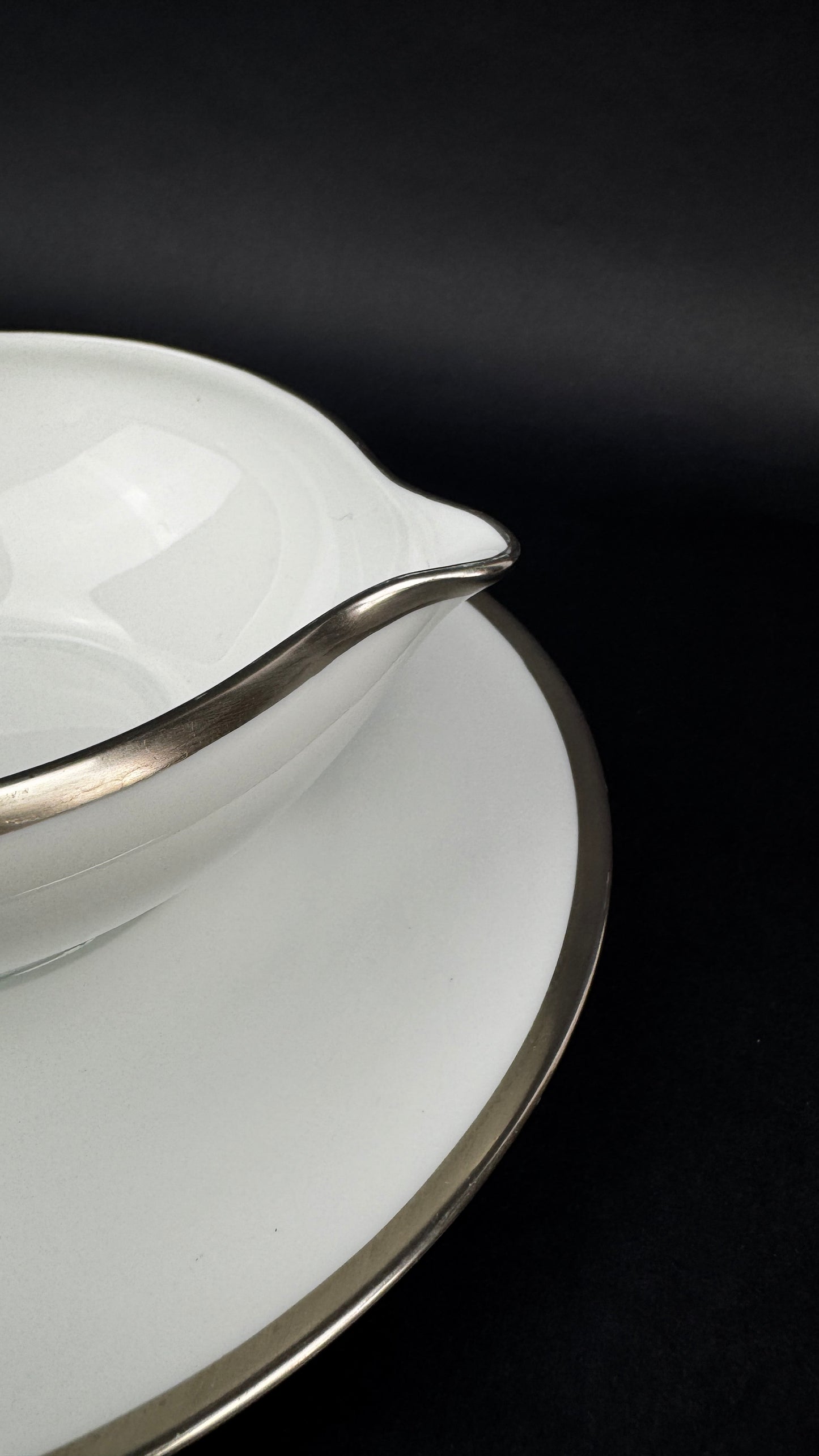 Saucière et deux raviers  Raynaud modèle Fontainebleau platine