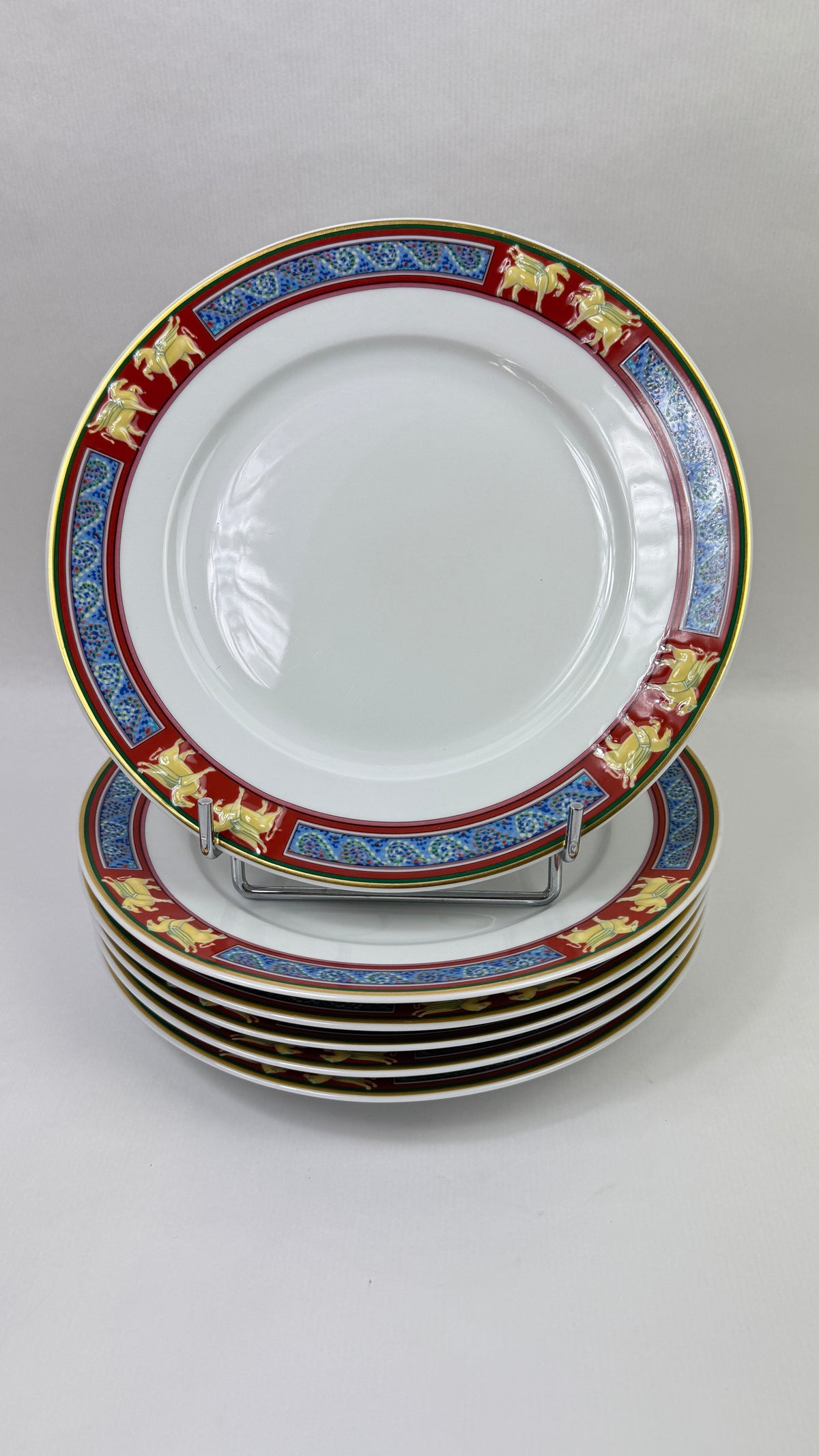 Raynaud Limoges série de 6 grandes assiettes plates 26cm modèle Pégase