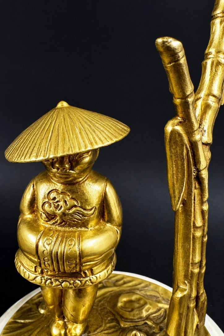 Paire de lampes de chevet, Madame, Monsieur, personnages asiatiques en bronze