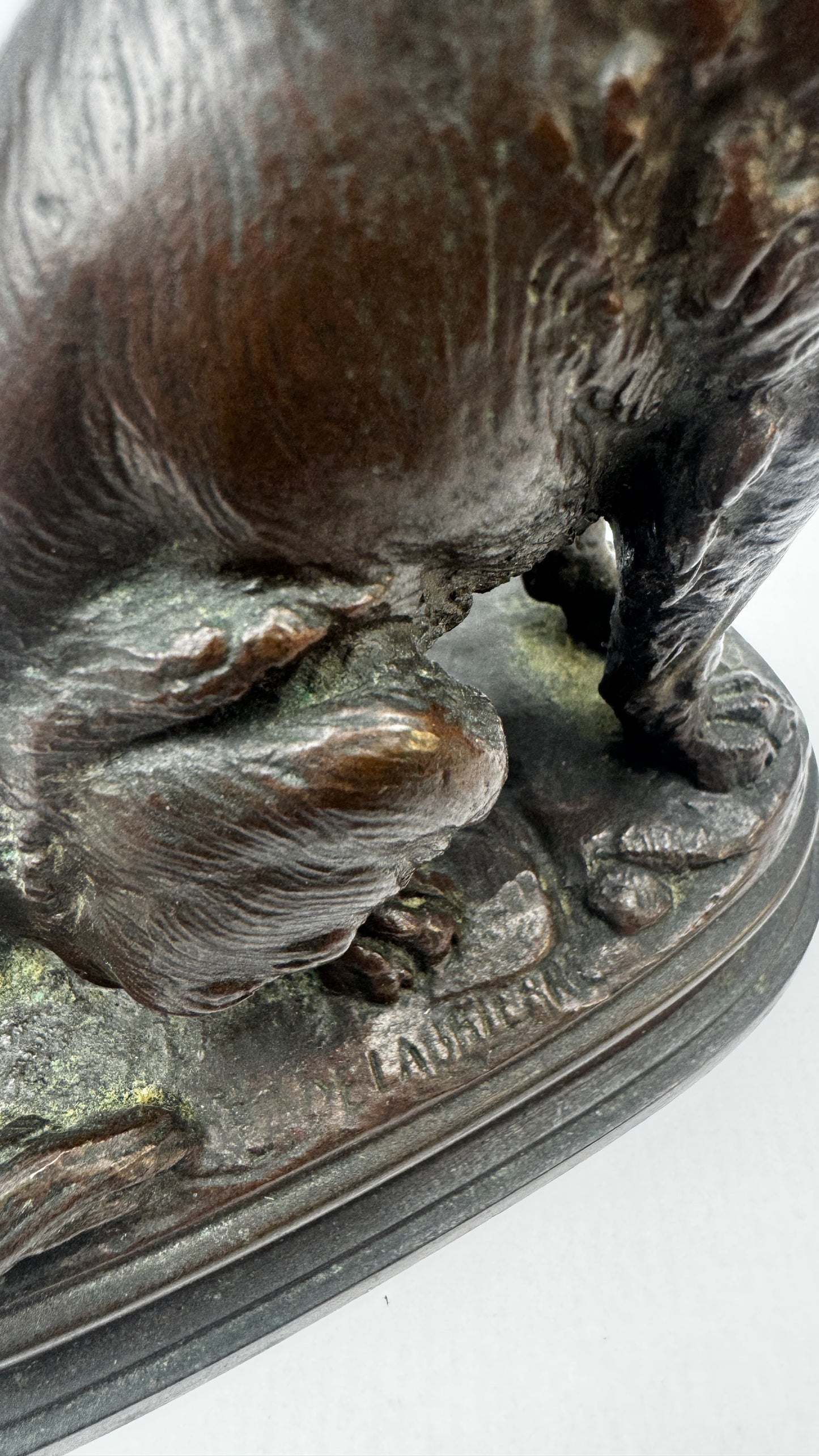 Bronze animalier signé Delabriere chien de chasse 16,5 cm