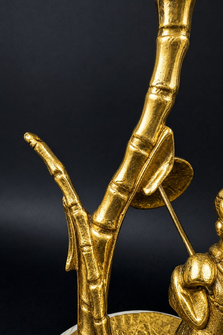 Paire de lampes de chevet, Madame, Monsieur, personnages asiatiques en bronze