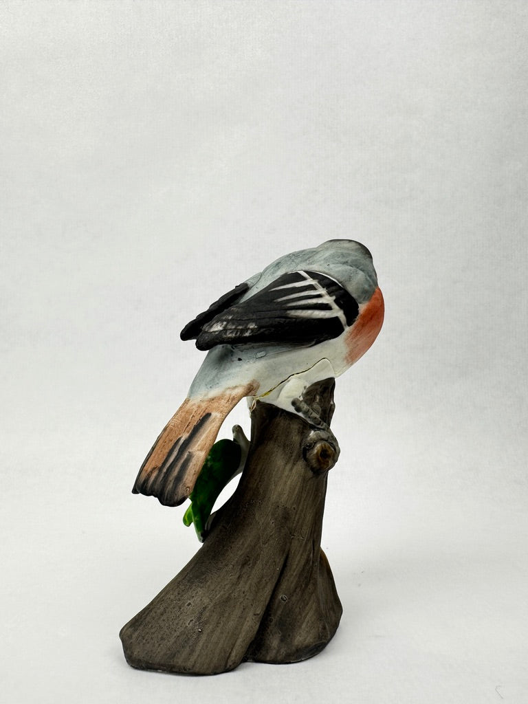 Bouvreuil pivoine en porcelaine non émaillée – vers 1950