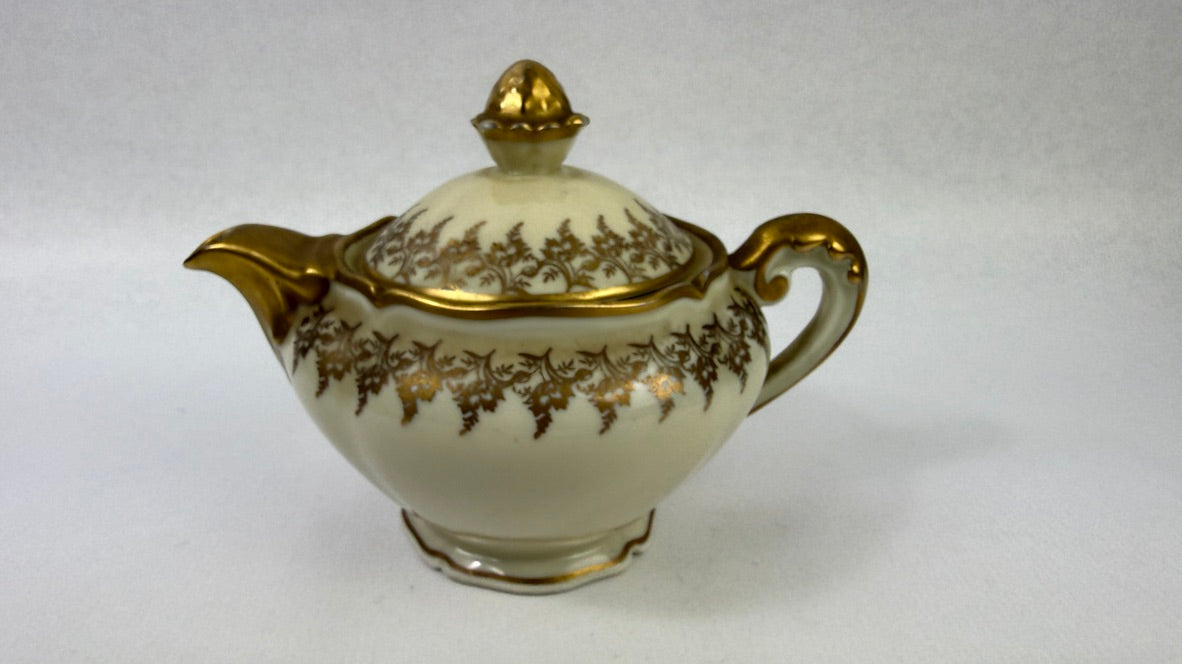 Tête-à-tête Limoges ivoire et or, service à thé vintage 8 pièces