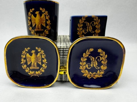 Nécessaire de fumeur Limoges bleu de four or aigle impérial Napoléon